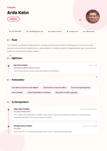 Sporcu CV Örnekleri cv indir